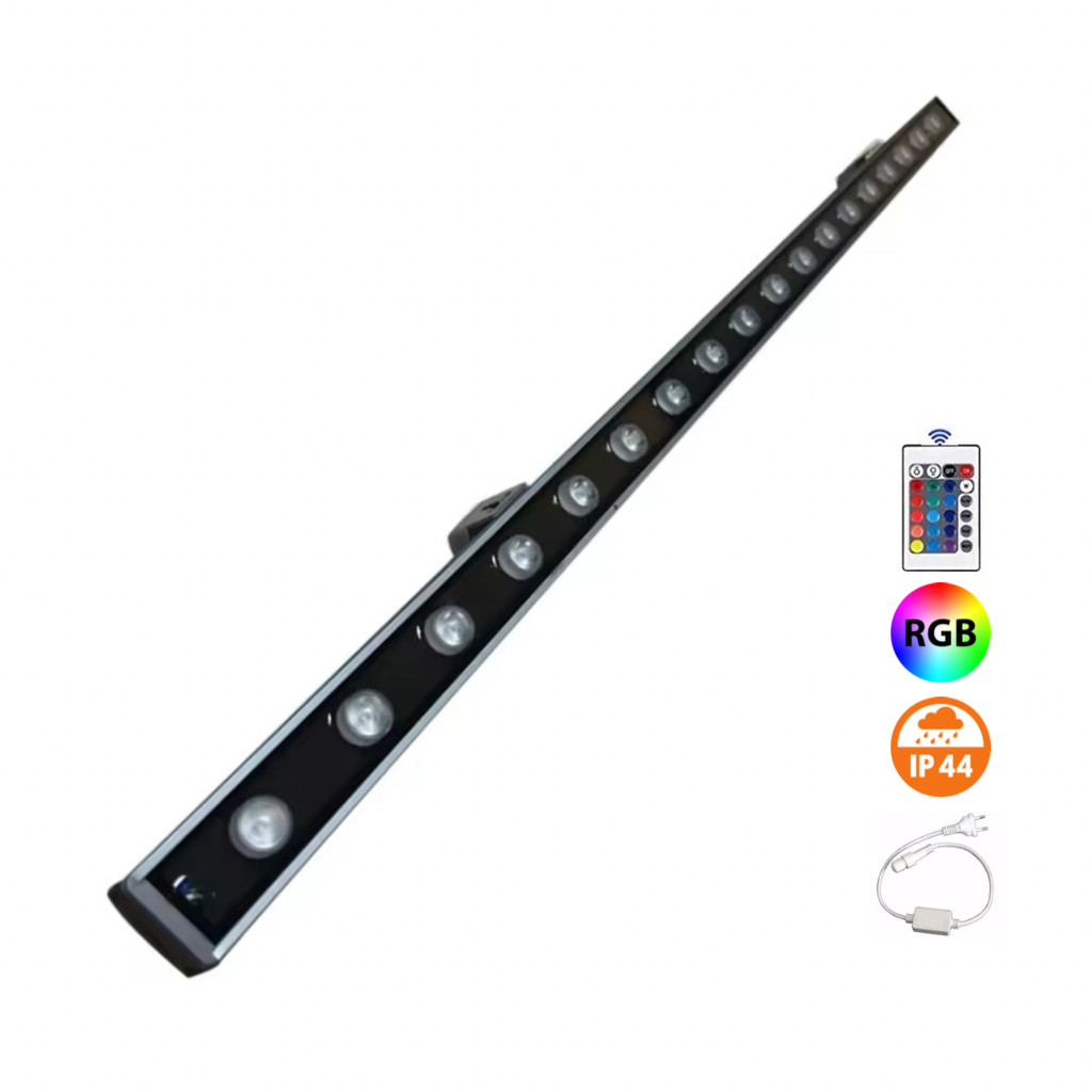 Refletor Ribalta 18 LED’s 24W RGB 1 Metro Controle IR Bivolt IP44