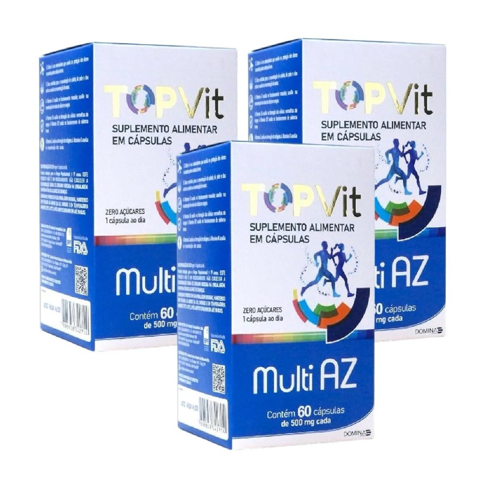 Kit Top Vit Multi A-Z Com 3 Caixas De 60 Cápsulas Cada | Shopee Brasil