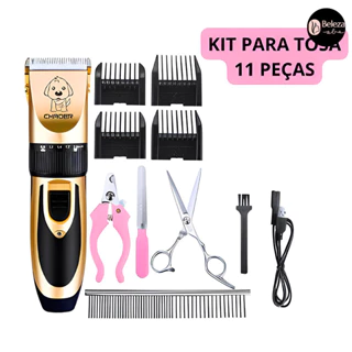 Kit de Luxo para Beleza e Higienização de Pets: Máquina com Controle Digital, Cortador com Recurso