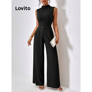 Lovito Conjuntos Elegantes De Calças Jacquard Lisas Para Mulheres LBL07176
