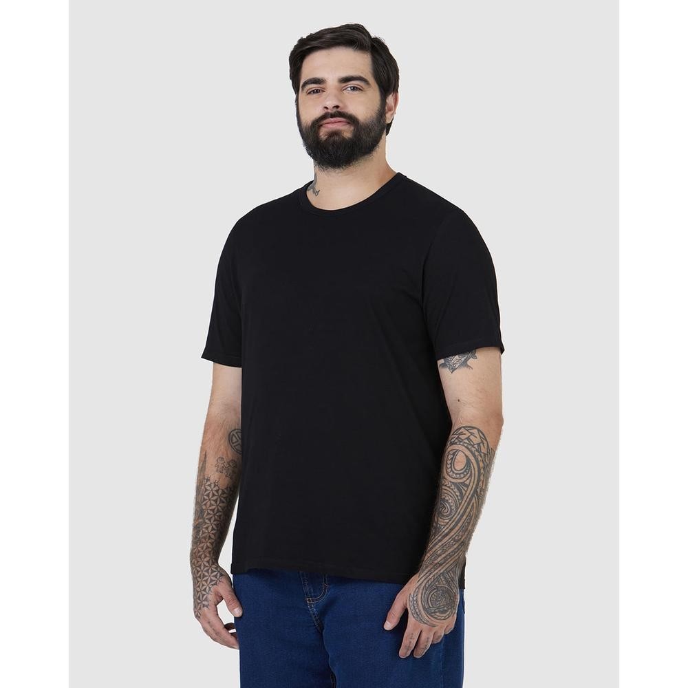 Camiseta Básica Masculina Plus Size Decote Redondo Em Algodão