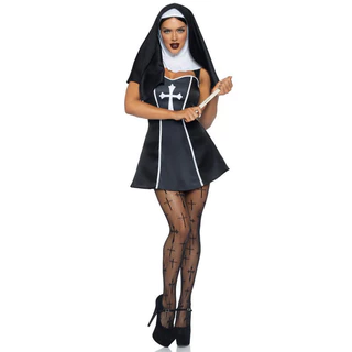 Traje De Freira Vestido De Festa De Carnaval Uniforme Cosplay Católico Com Capuz Mulher Jogo De Irmãs De Halloween Tentação