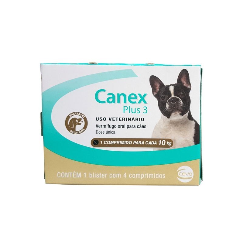Vermífugo Canex Plus 3 Ceva - Para Cães 10Kg - Caixa 4 Comprimidos ...