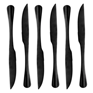 6 Facas para Churrasco Lyor Positano de Aço Inox Preto 23cm