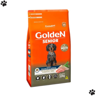 Alimento Golden Senior Mini Bits 3Kg Ração Cães Porte Pequeno Sabor Frangp e Arroz Cachorro Pet Dog