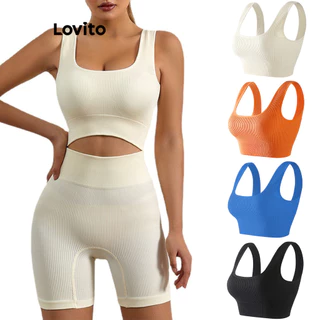 Lovito Sutiã esportivo básico liso esportivo feminino LNE51373