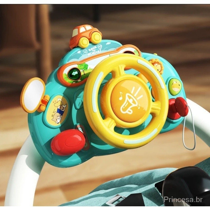 Desenho Animado Elétrico Simulado De Condução De Carros Volante De Direção Brinquedos De Bebê Educativos Infantis Carrinho De Passeio Musical