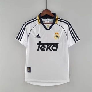 Camisa de Futebol 98-00 R-M Homens Retro Camisa de Futebol Home Branca