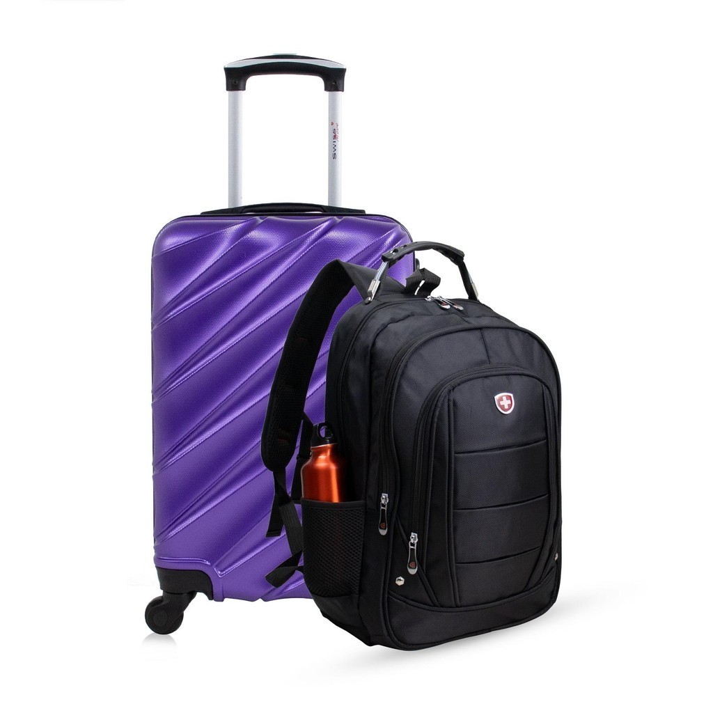 Kit mala de bordo roxa Havana + Mochila Infinity Swiss Move