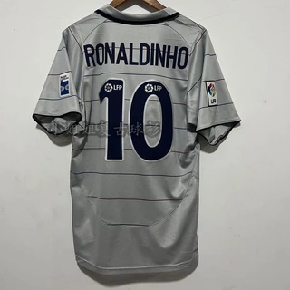 02-03 Barcelona RONALDINHO Camiseta De Futebol Retrô De Alta Qualidade Para Redução De Material