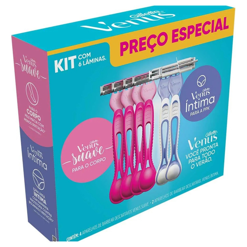 Gillette Kit 4 Unidade Venus Suave + Venus Íntima 2 Unidade | Shopee Brasil