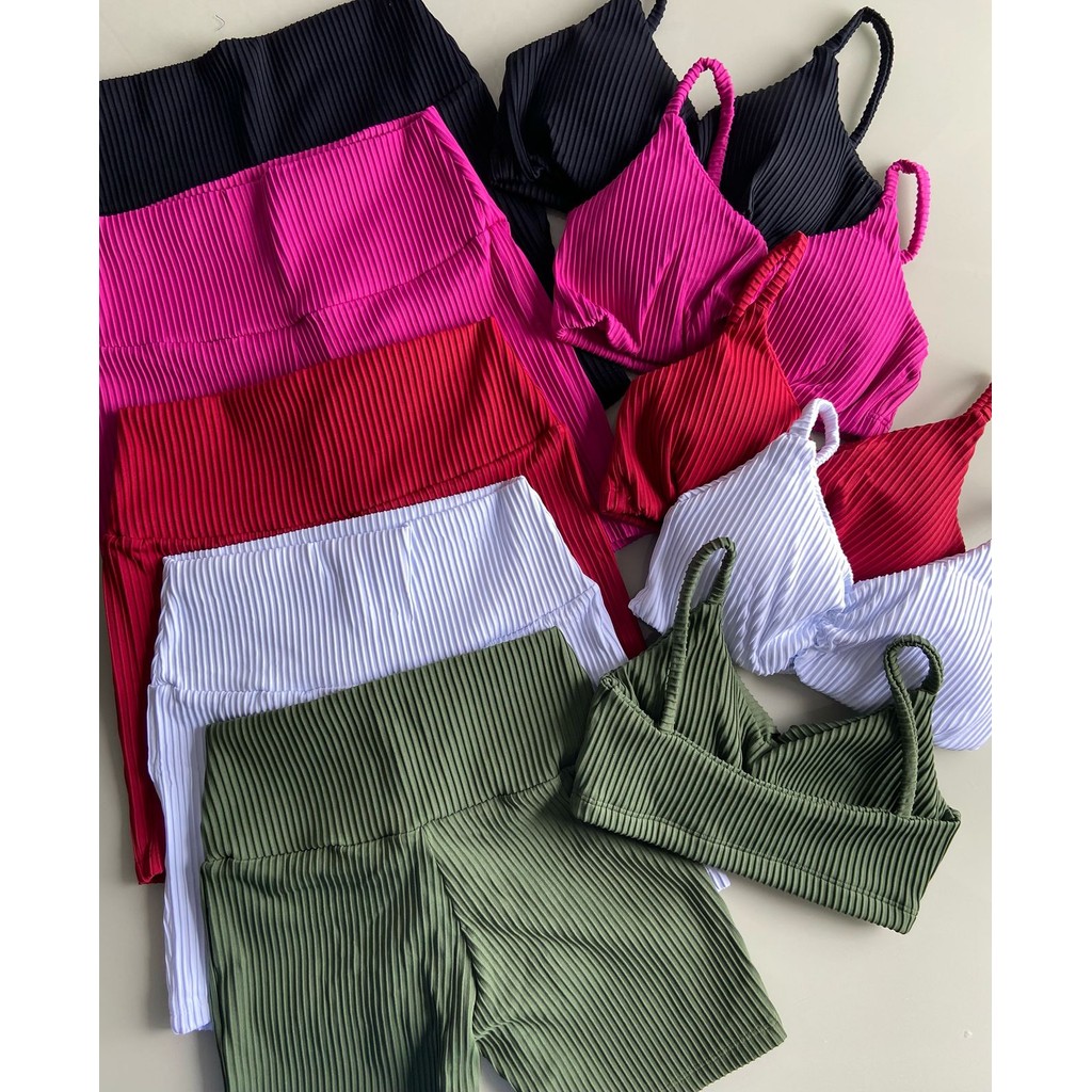Conjunto de Short+ Top em poliamida premium academia | Shopee Brasil