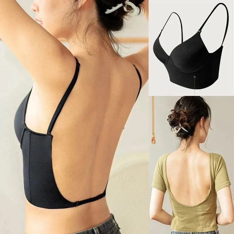 Sutiã sem costas sem costura feminino, sutiã push-up invisível ...