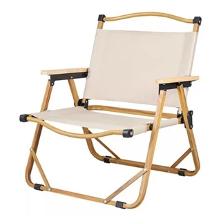 Cadeira Dobrável Bege Portátil para Camping e Lazer 78*51*50cm