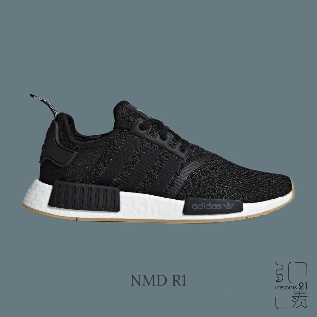 ADIDAS ORIGINAIS NMD R1 BOOST Preto Branco Caramelo Base Homens