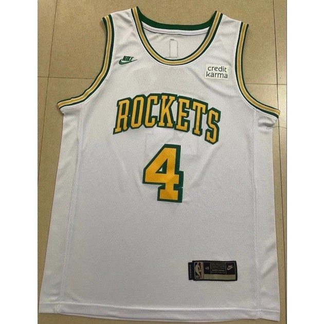 2023 nba jersey Houston Rockets No . 4 Camisa De Basquetebol Verde retro Branca