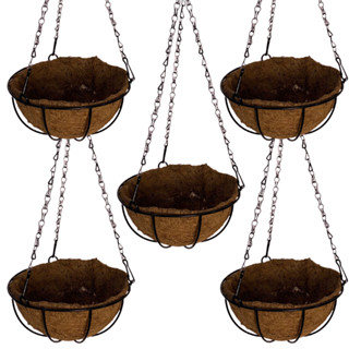 5 Vasos de Fibra de Coco 40cm Plantas Suspenso com Corrente