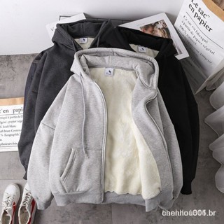 Estoque imediato casaco/Camisola de pelúcia das mulheres/cor lisa/veludo/grosso/quente/com zíper para o inverno plus size