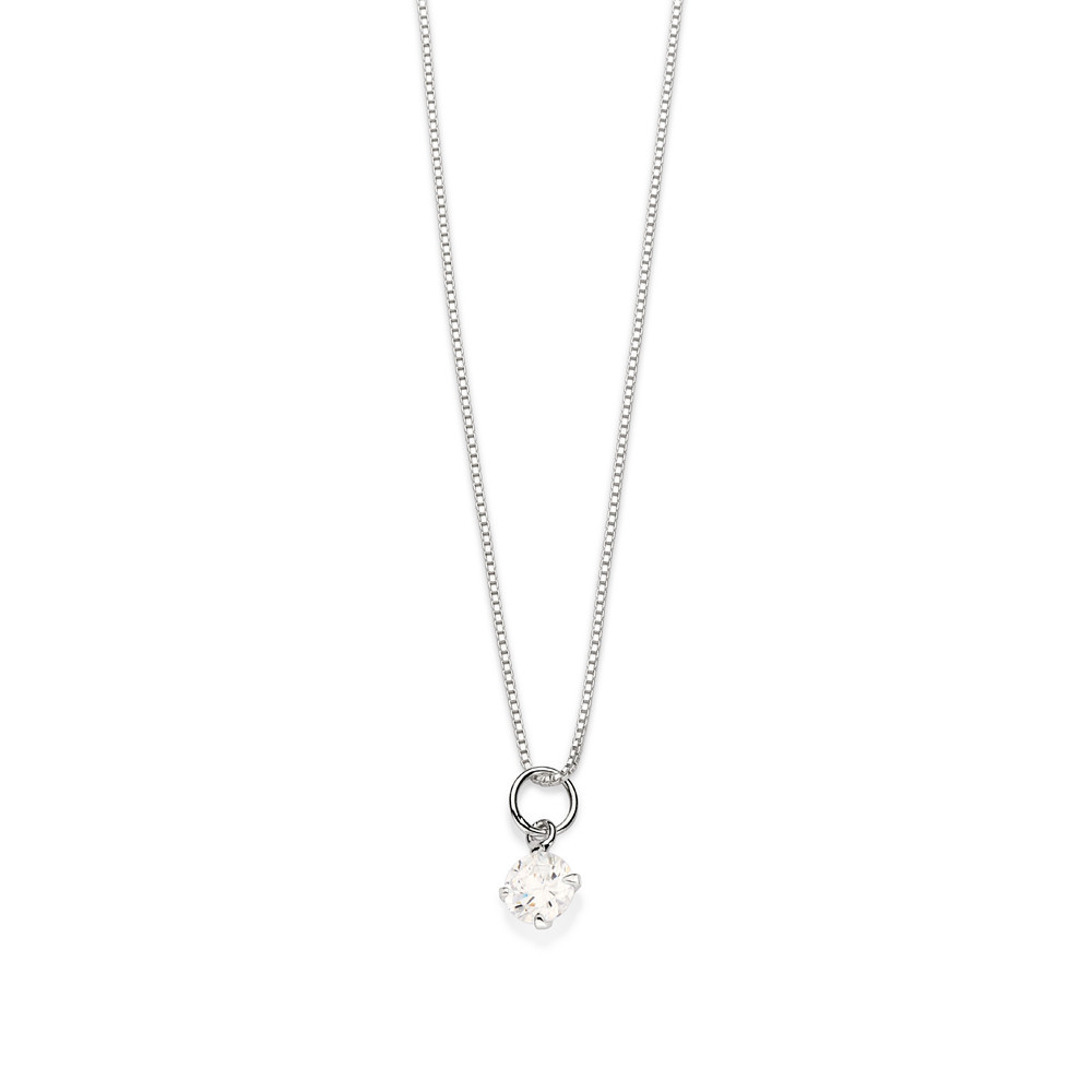 Gargantilha ponto de luz de prata 925 com zircônia