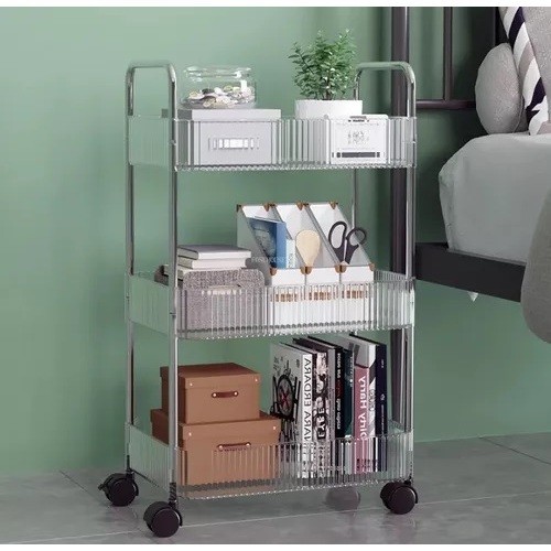Carrinho Mesa Organizador multiuso Auxiliar 3 Andares de Bandeja para Maquiagem Estética Salão Porta Objetos