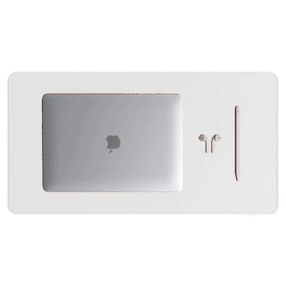 Mouse Pad Grande Couro Sintético Branco Premium