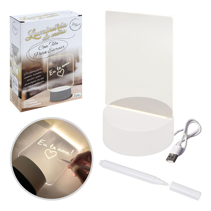 Luminaria Led Escrever De Caneta Lousa Quadro Mesa Anotacoes Presente Personalização Iluminação Portatil