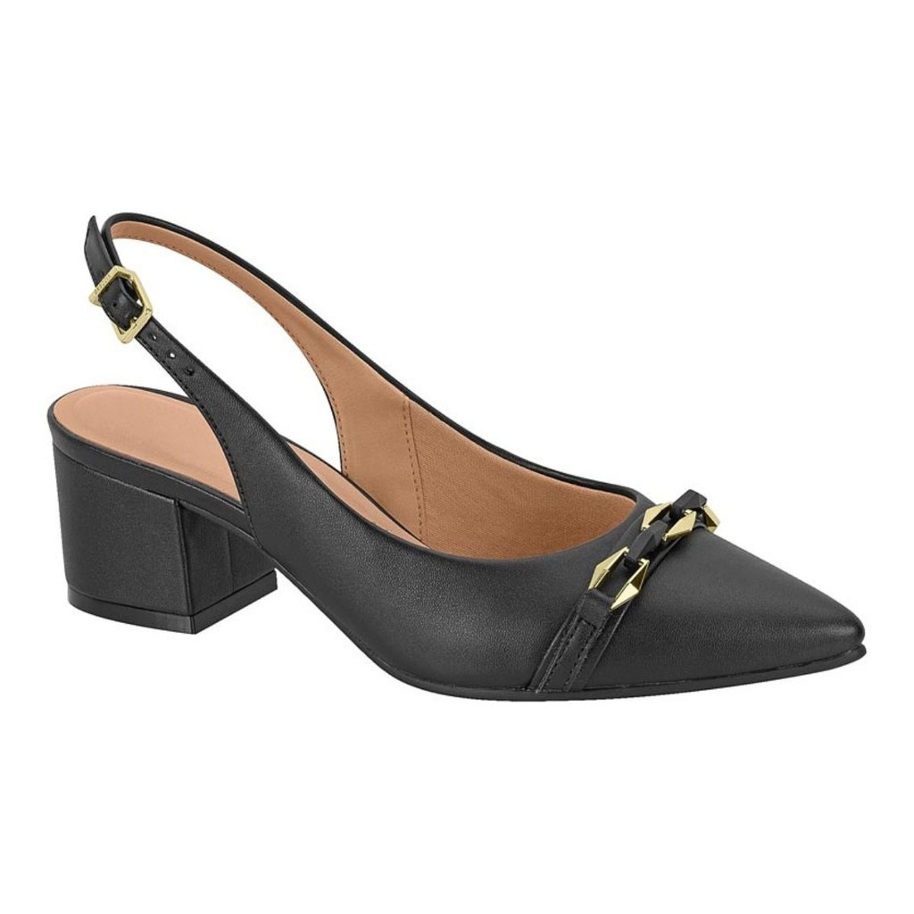 Sapato Vizzano Scarpin Feminino Salto Grosso Slingback Aberto atrás ...