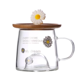 Caneca c/ Tampa Bambu Miniatura 3D 280ml - Margarida + Caixa para Presente