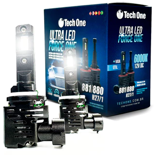 Kit Par Lâmpada Ultra Led Force One 6000K 4100 Lúmens Encaixe Modelo H27 880/881 TechOne