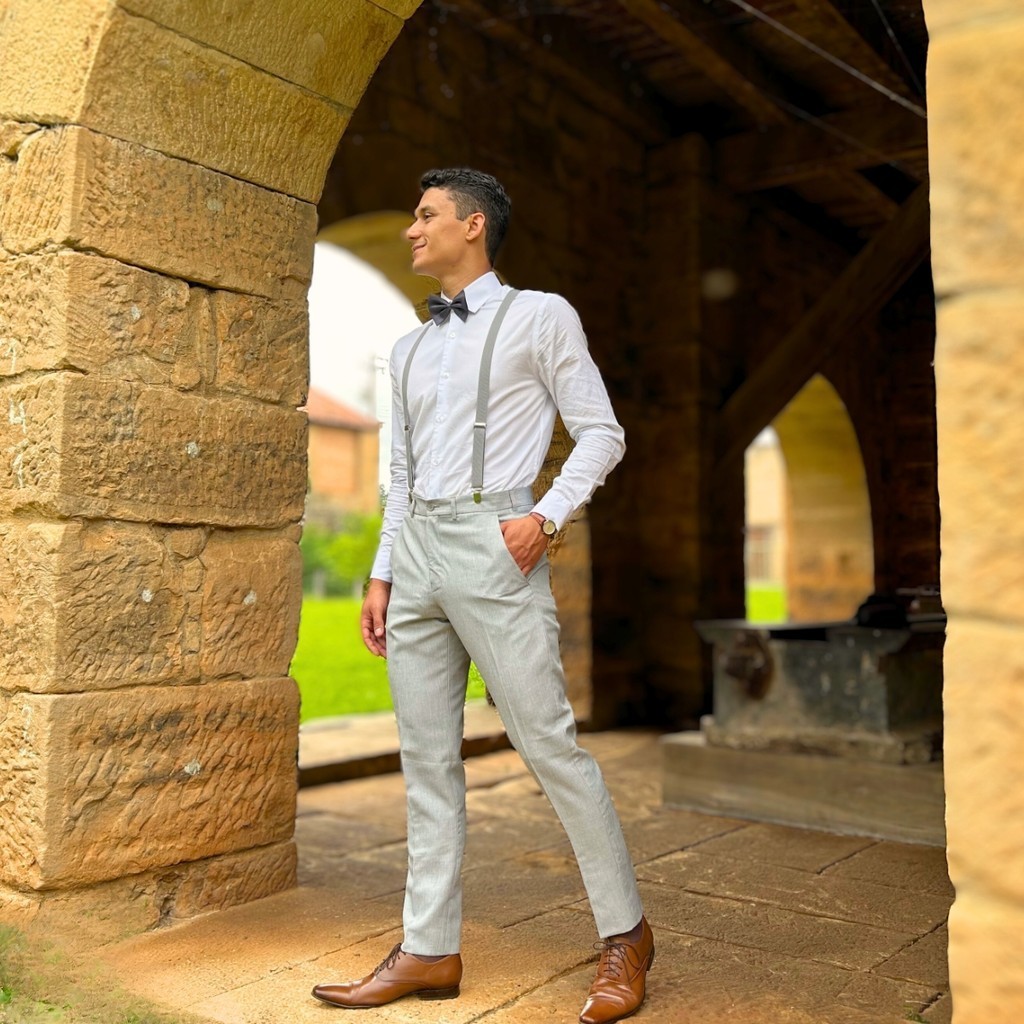 Kit Casamento com calça social masculina cinza + suspensório cinza ...