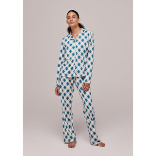 Pijama Feminino Longo Estampado Em Viscose Hering