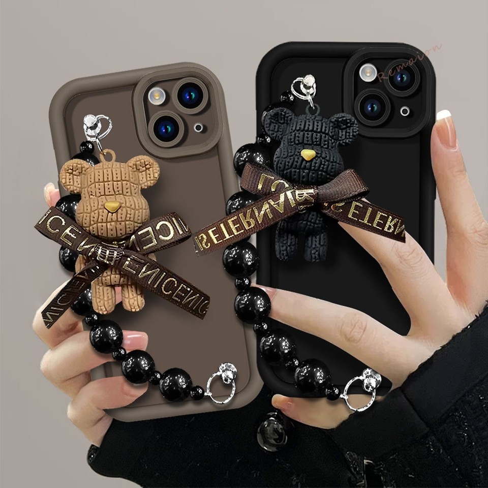 Capa De Pulseira Para IPhone 11 13 12 14 15 Pro MAX Plus 11Pro X XR XS 7 8 SE 2020 Silicone Líquido Fofo 3D Fosco Protetor Macio À Prova De Choque