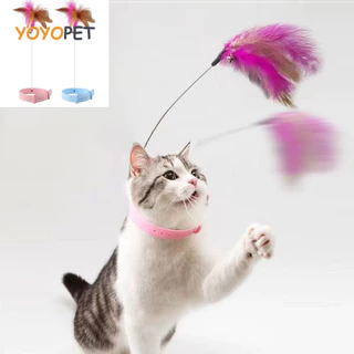 Brinquedos Interativos De Gato Com Pena De Sino Engraçado Teaser De Coleira Colorida Acessórios De Treinamento Para Animais De Estimação