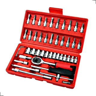 Caixa De Ferramentas Maleta Kit Jogo 46 Pcs Completa Cromada