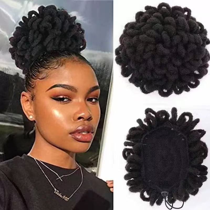 Aplique Coque de Cabelo Afro Dreadlocks Sintético Cor Preta | Shopee Brasil