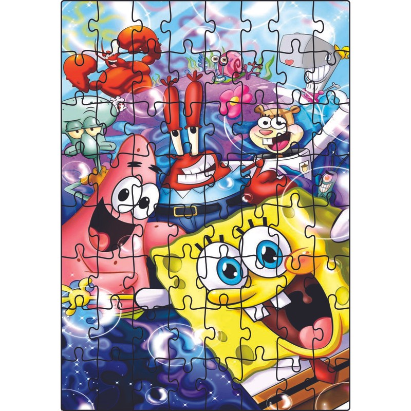 Jogo Quebra-Cabeça Jogo Infantil Bob Esponja 64 Peças MDF 18x26 | Shopee Brasil