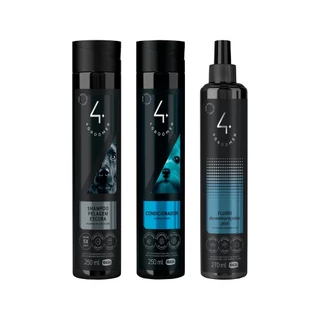 Shampoo Pelagem Escura 250ml + Cond. 250ml + Fluido Desembaraçador 270ml - Ibasa