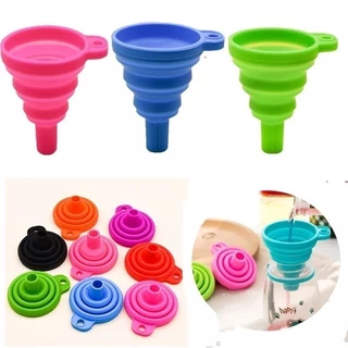 Kit 3 pcs Funil dobrável de silicone para distribuição líquida, Funis longos e telescópicos, Gadgets de cozinha