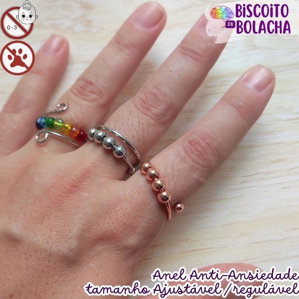 Anel para Ansiedade anti estresse autismo - Bolinhas - ajustável / regulável