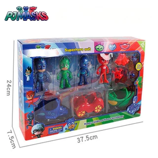 4 Bonecas + 3 Carros PJ Máscaras Brinquedos Infantis Catboy Gekko Owlette Pacote Original Presente De Aniversário Infant