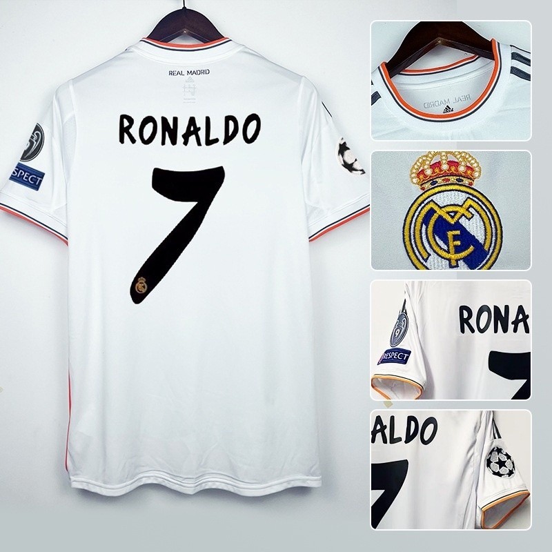13-14 Real Madrid Casa Retro Futebol Camisa 7 Ronaldo Personalização HWHS
