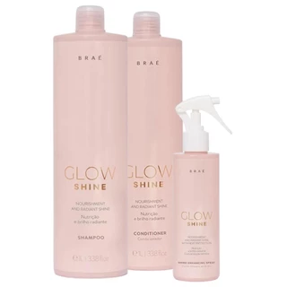 Kit Braé Glow Shine Shampoo 1L, Condicionador 1L, Fluido Ativador 200ml (3 produtos)