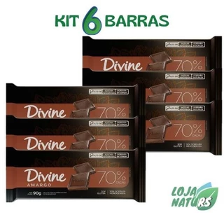 KIT 6 Barras de Chocolate Amargo Sem Glúten 90g - Divine