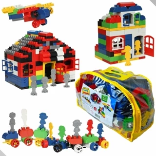Brinquedo Blocos De Montar Educativo Encaixe Grande 400 Peças