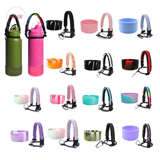 Garrafa Alça Paracord Cabo De Garrafa De Água Silicone Conjunto De Bota De Protetor Hidrográfico Antiderrapante Base Suporte De Boca Larga Copo Portátil De Corda Acessórios 12-64oz Acessórios Pacco