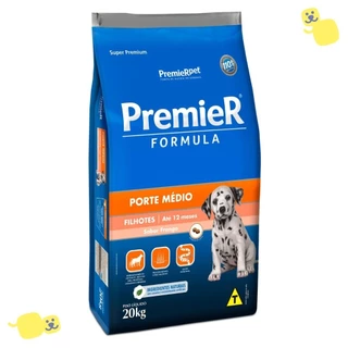 Alimento Ração Premier Formula Cães Filhotes 20Kg Porte Médio Sabor Frango Super Premium Dog Pet