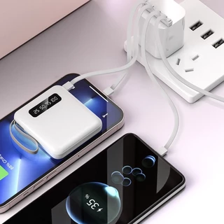 Carregador Portátil Universal Do Banco De Potência Telefone Móvel 10000mAh 4 Cabos De Carga Rápida LED Digital