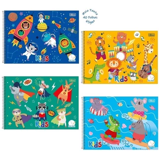 Caderno Meia Pauta Sapeca Kids Masculino Espiral Capa Dura 40 Folhas - Tilibra