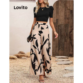 Lovito Boho Conjunto Feminino de Calça Colorblock Tropical LBL07177