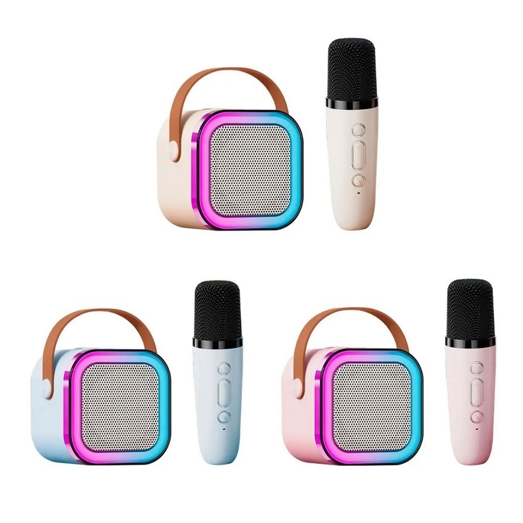 K12 Alto-falante Bluetooth Karaoke com Microfone, Luzes LED e Diversão para Toda a Família